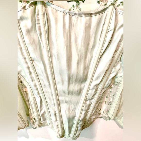 Victorias Secret Mint Green Floral Embroidered Strapless Corset / Bustier - Picture 6 of 7